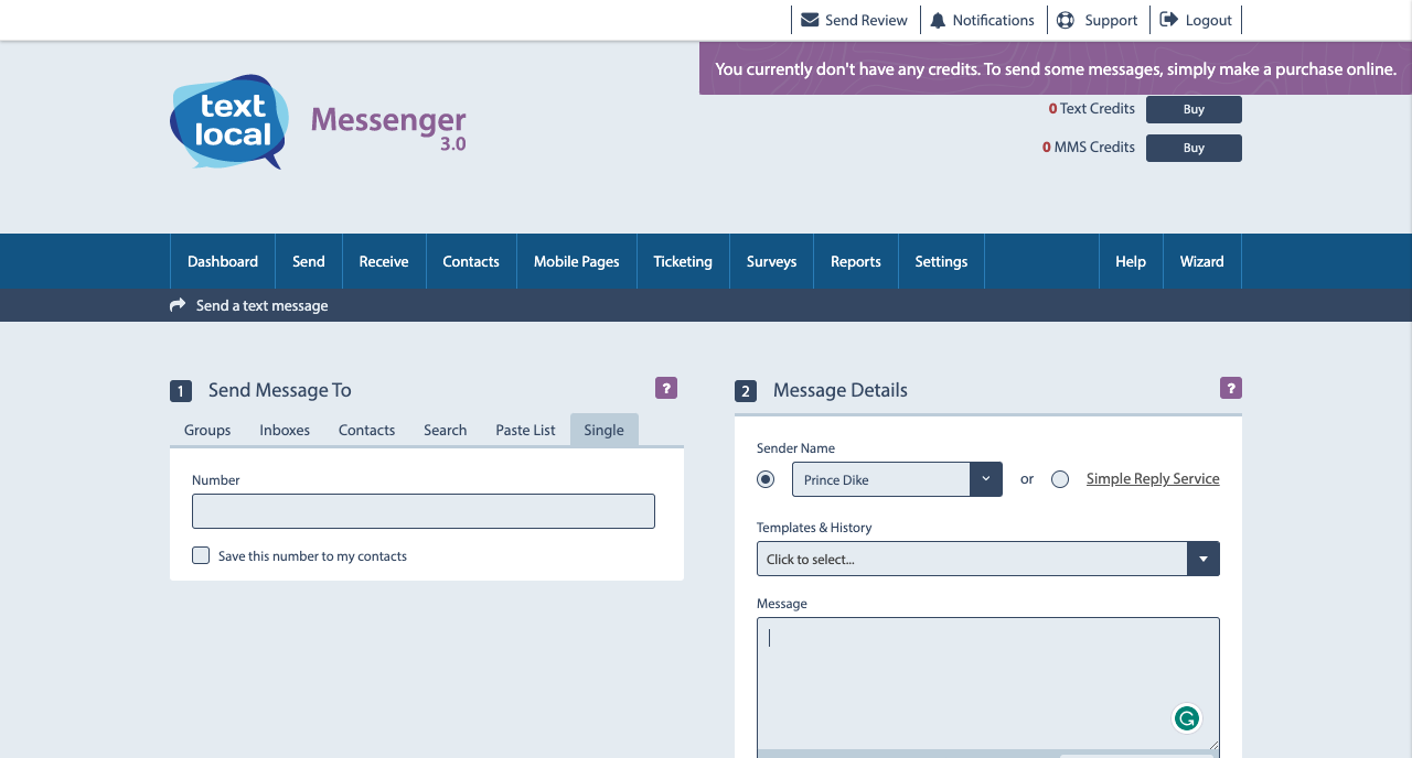 SMS APIs in India | Textlocal product dashboard