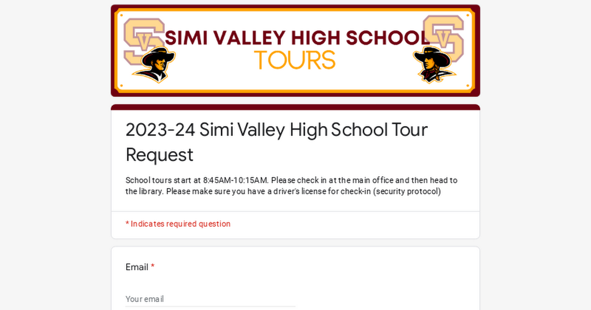 Simi Valley High School Tour Request