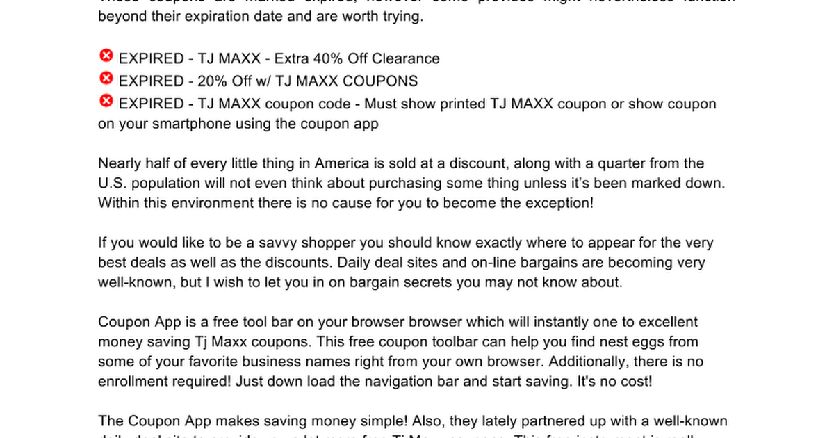 Tj Maxx Coupons Google Docs