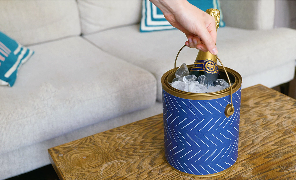 Repurpose paint bucket into ice bucket