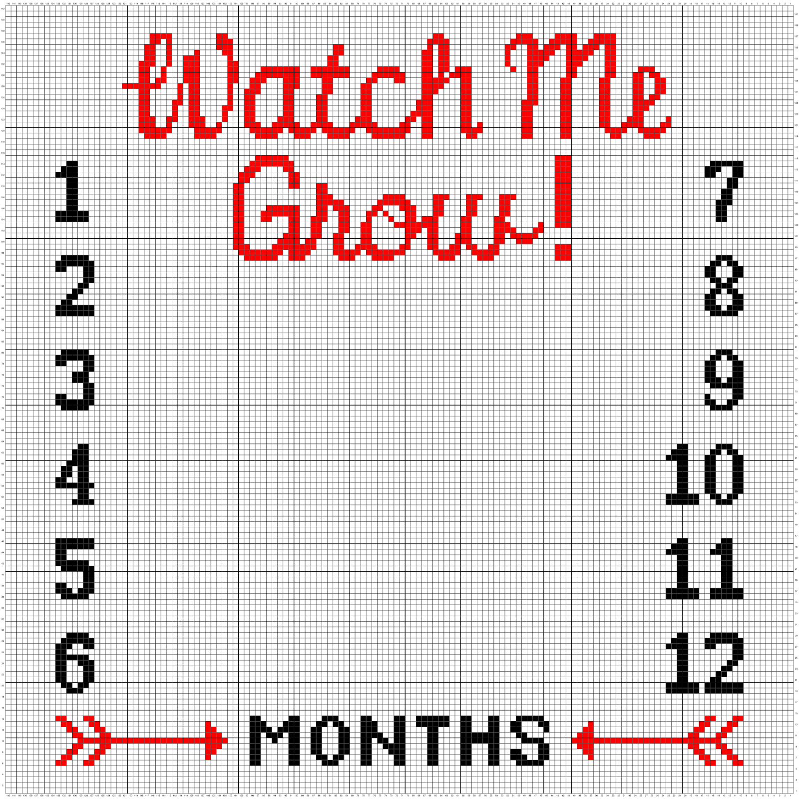 square watch me grow crochet graph baby growth blanket