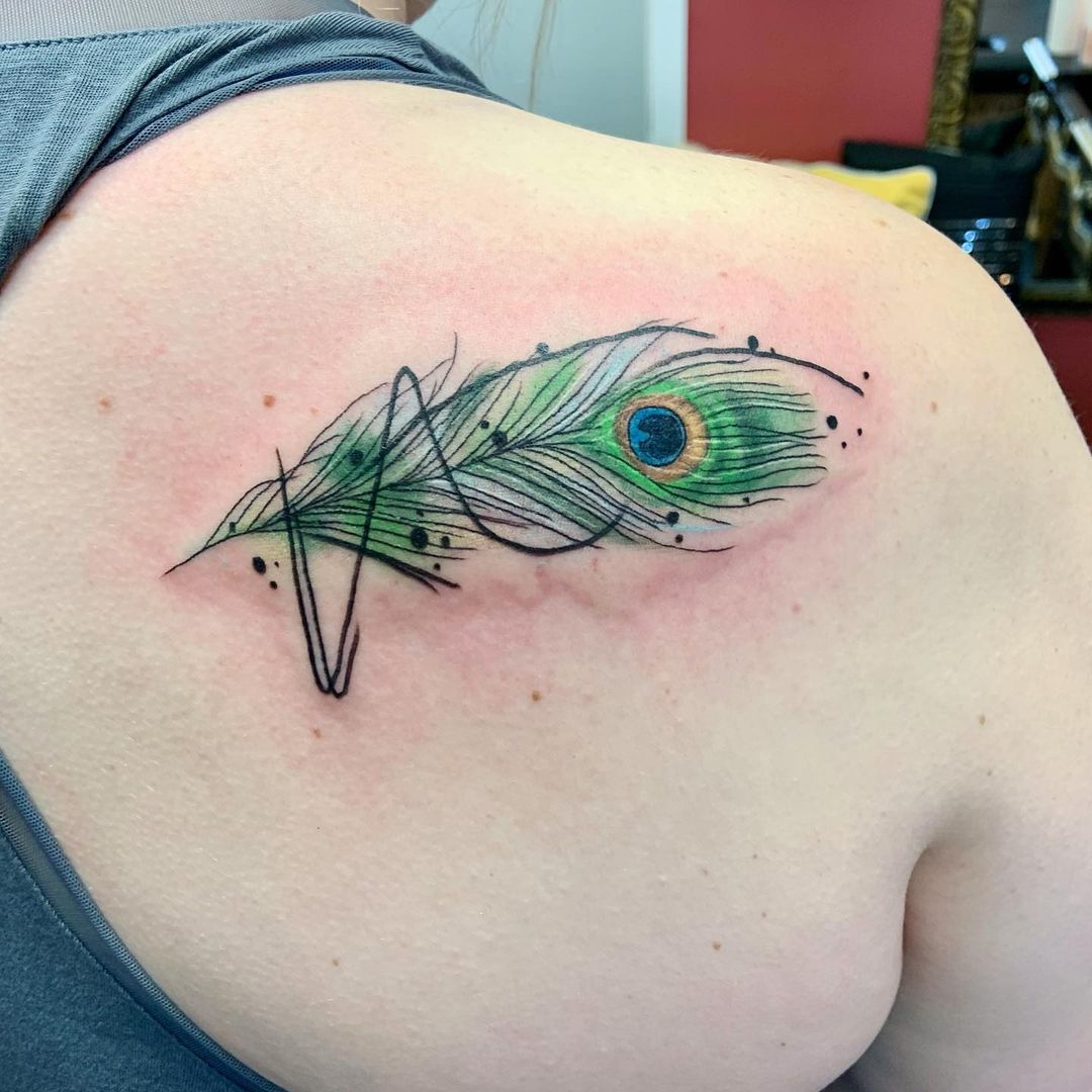 Colorful Peacock Feather Tattoo