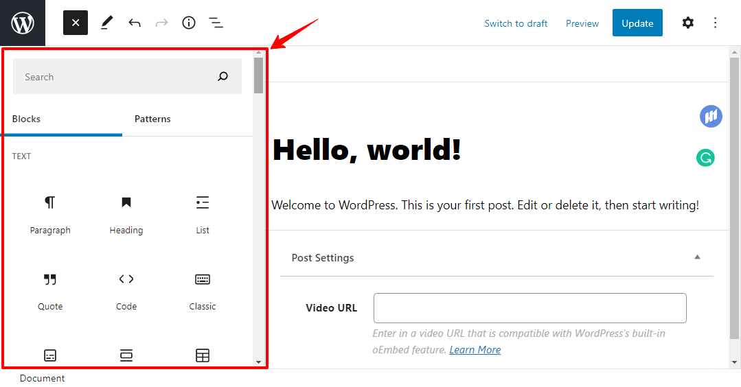 blocos wordpress gutenberg
