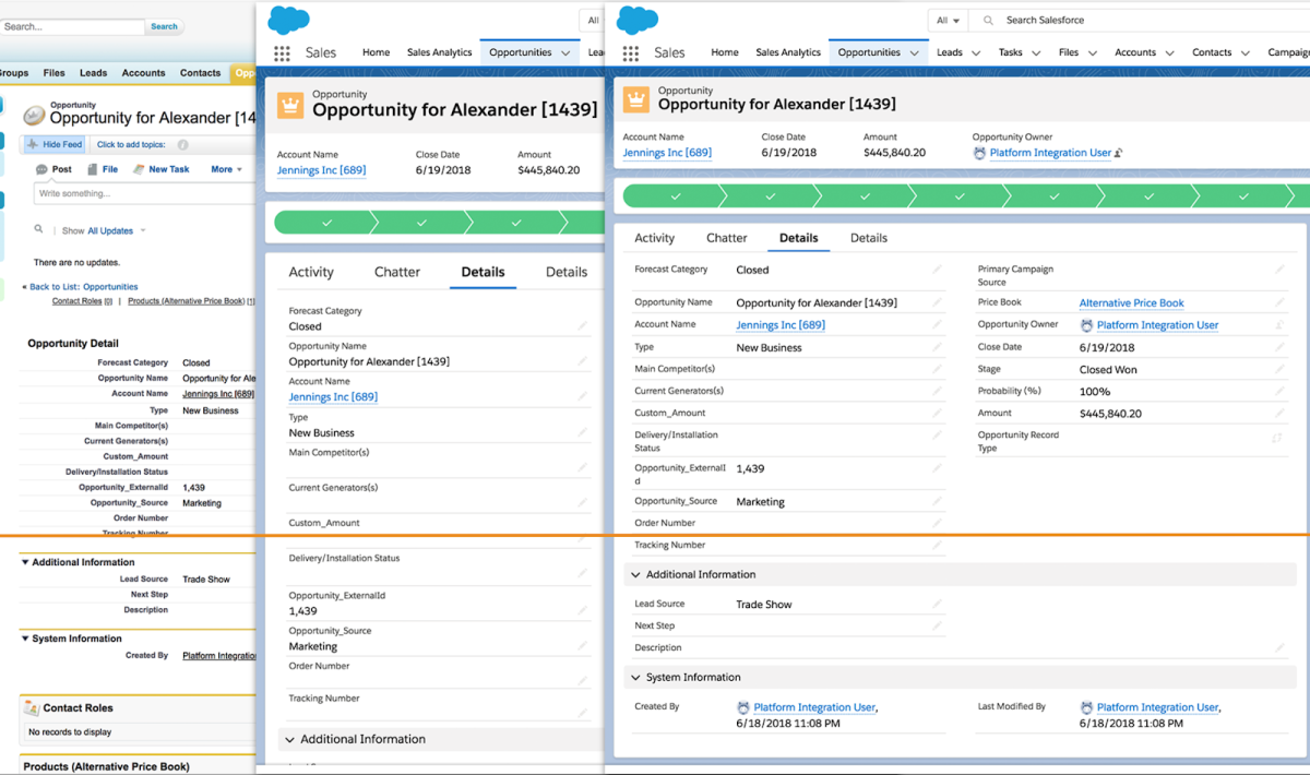 screenshot of Salesforce's CRM platform