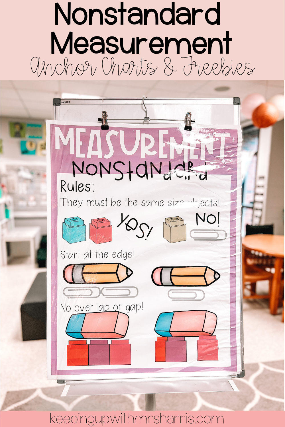 Nonstandard measurement anchor charts and free download for elementary teachers.