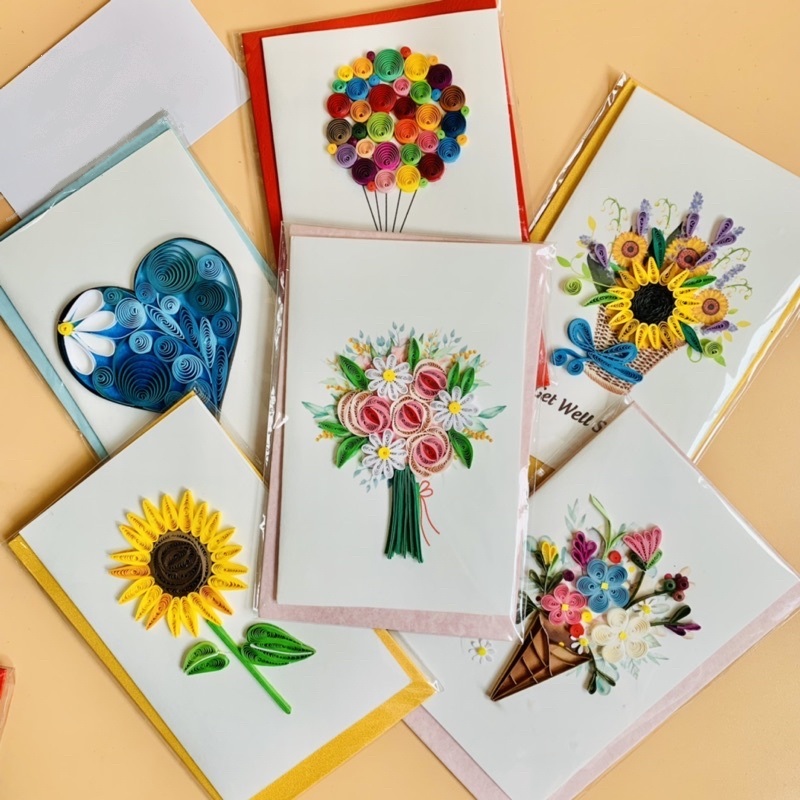 Giấy quilling có thể tạo hình rất nhiều, cho ra những chiếc thiệp đặc sắc (Nguồn: Internet)