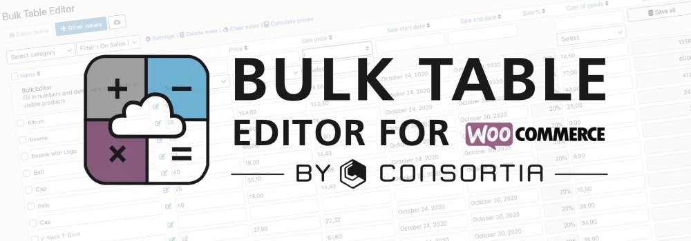 Editor de tabela em massa por consórcios