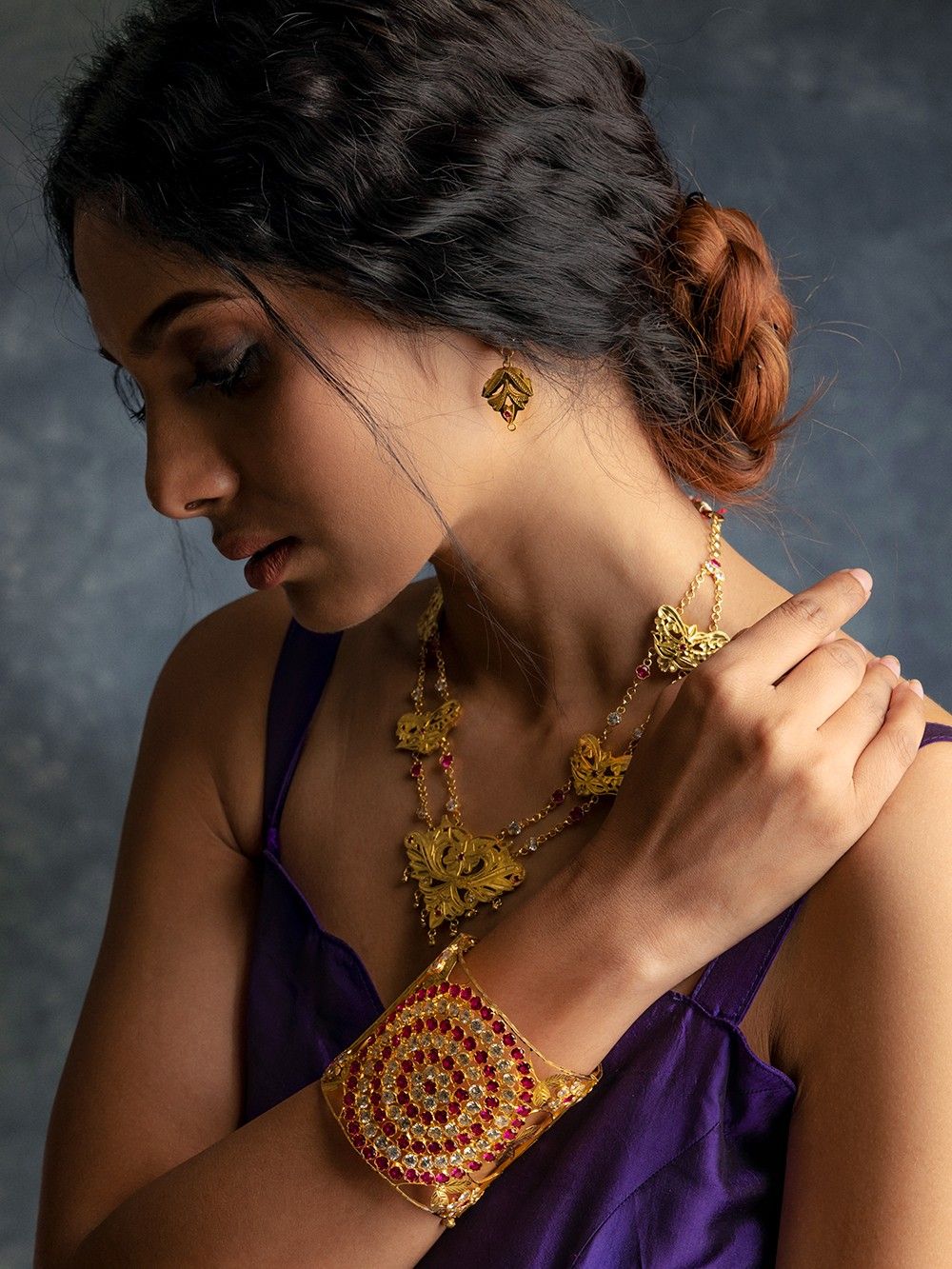the loom - Gold Plated Pink Handcrfated Silver Bangle