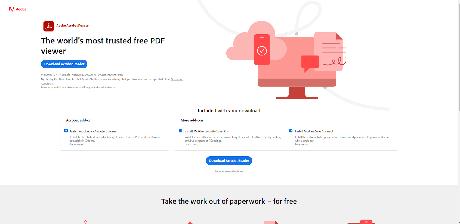 adobe acrobat landing page 