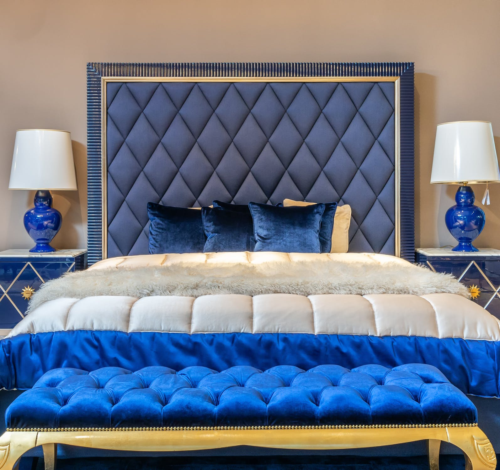 Bedroom with blue decor, MGSD classic interior design style