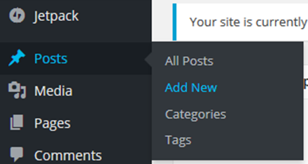 WordPress posts > add new