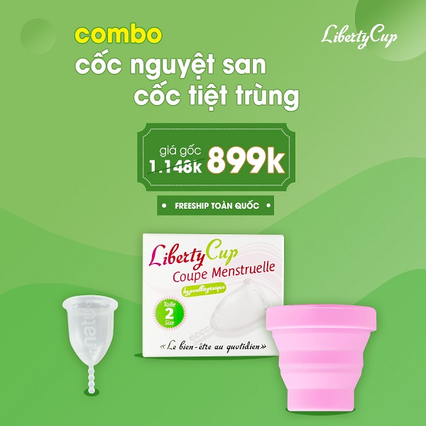 Chương trình khuyến mãi mua combo cốc nguyệt san, cốc tiệt trùng với giá ưu đãi chỉ 899k, tiết kiệm hơn 250k so với giá gốc