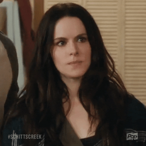 A gif from Schitt's Creek of a character saying "nope." 