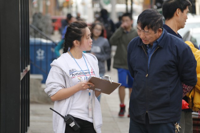 Asian Americans United in Chinatown tabling for the 2015 primary.