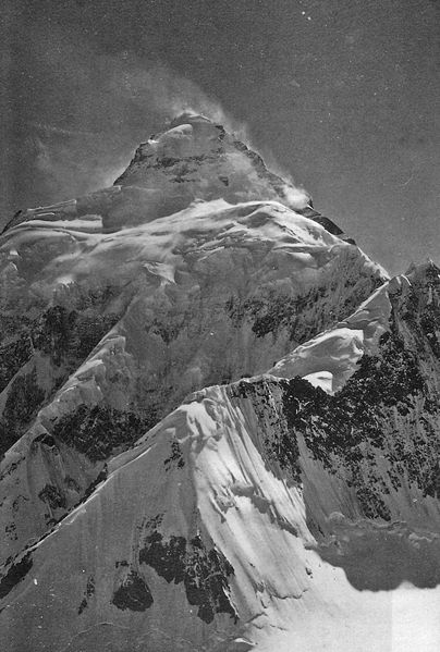 K2 mountain covered with snow.