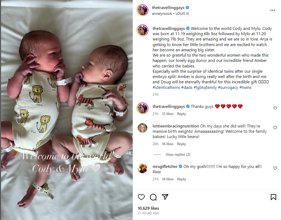 Gay adoption instagram post