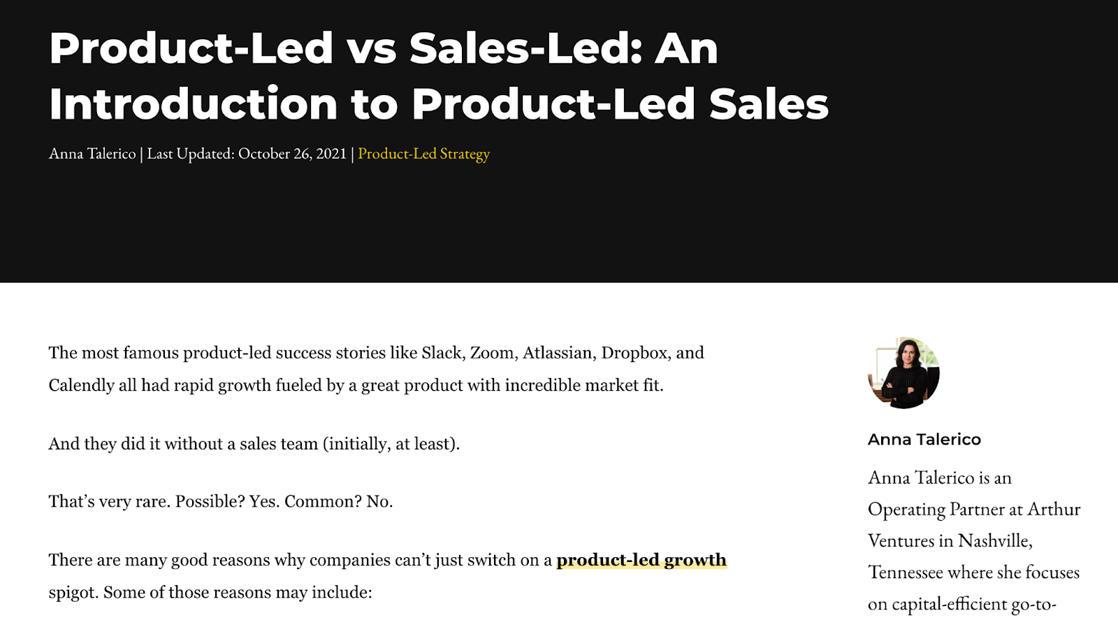 an introduction to product led sales