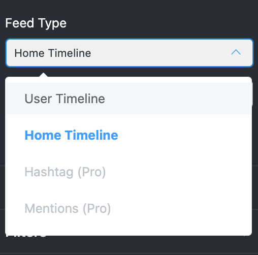 Twitter feed has four types and to decide between free vs. pro check out the comparison