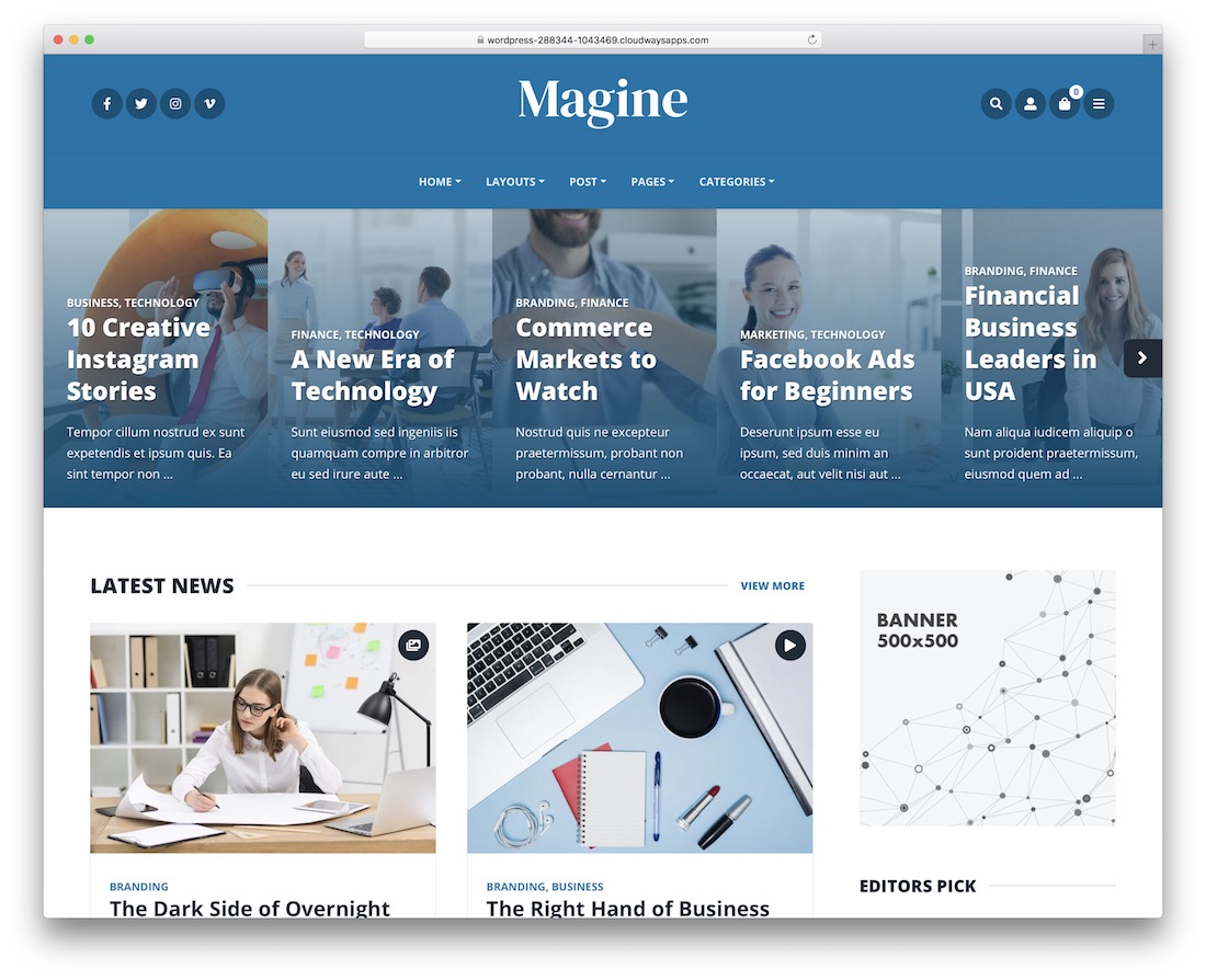 magine bootstrap tema de wordpress