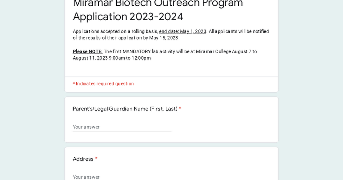 Miramar Biotech Outreach Program Application 2023-2024