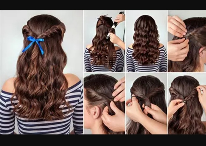 Twisted Half Ponytail Hairstyles for Curly Hair