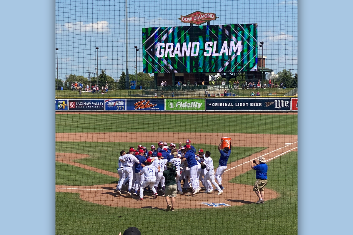 The Great Lakes Loons Celebrate Their Historical Walk-Off Grand Slam By Aldrich De Jongh.