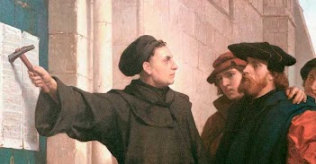 Luther puts forth his ideas about problems in the Catholic Church and pins them to the door of Wittenberg Castle church