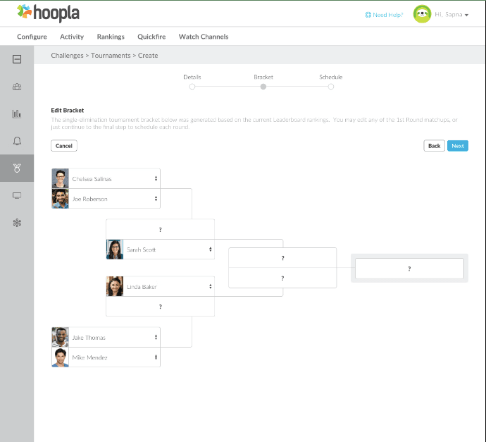 User interface of Hoopla, a sales automation tool