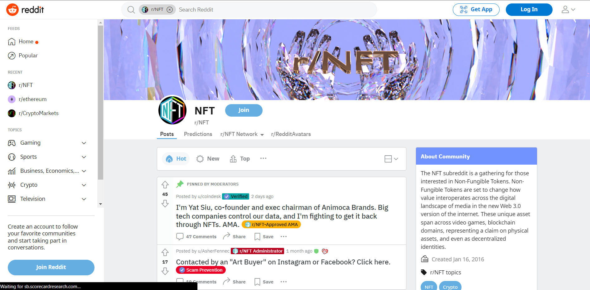 NFT subreddit on reddit
