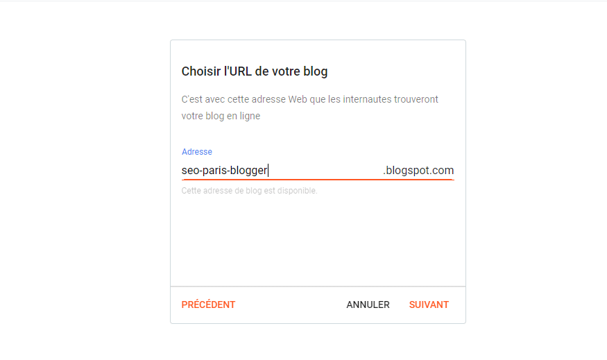choisissez l URL de votre blog