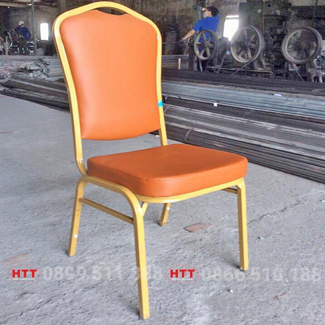 Ghế sắt nhà hàng màu cam trang nhã