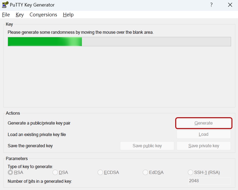 PuTTYgen generate