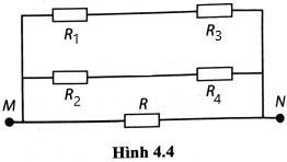 Cho mạch điện (Hình 4.4), các điện trở R đều bằng nhau. Điện trở tương đương giữa M và N là