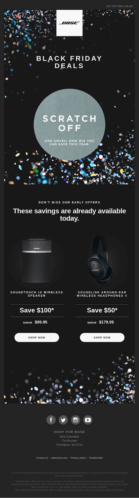 Email template example from Bose.