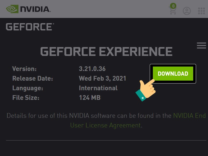 Cài đặt driver bằng NVIDIA GeForce Experience bước 1