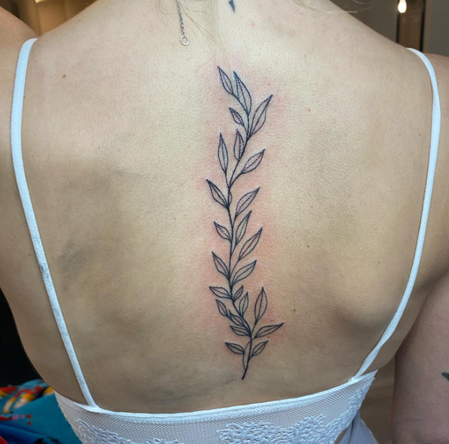 Leaf Spine Tattoos For Women