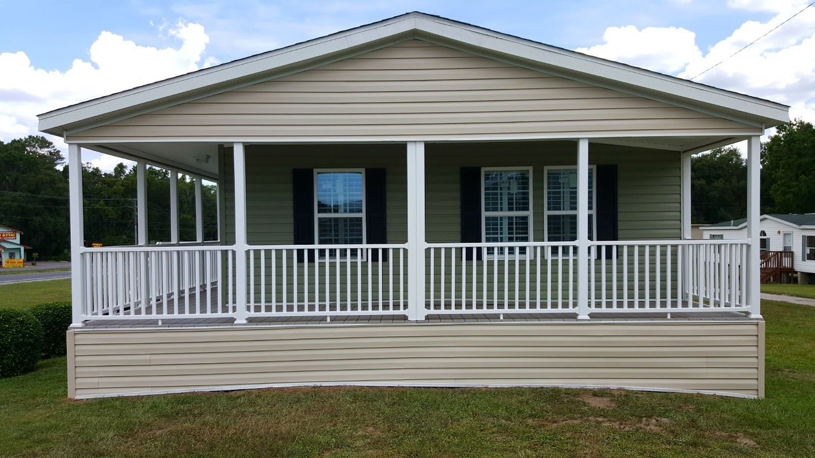 The wrap-around porch on the Ryan, one of Prestige's many manufactured home models