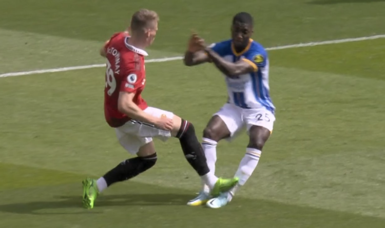 Somehow McTominay remained on the pitch after this incident