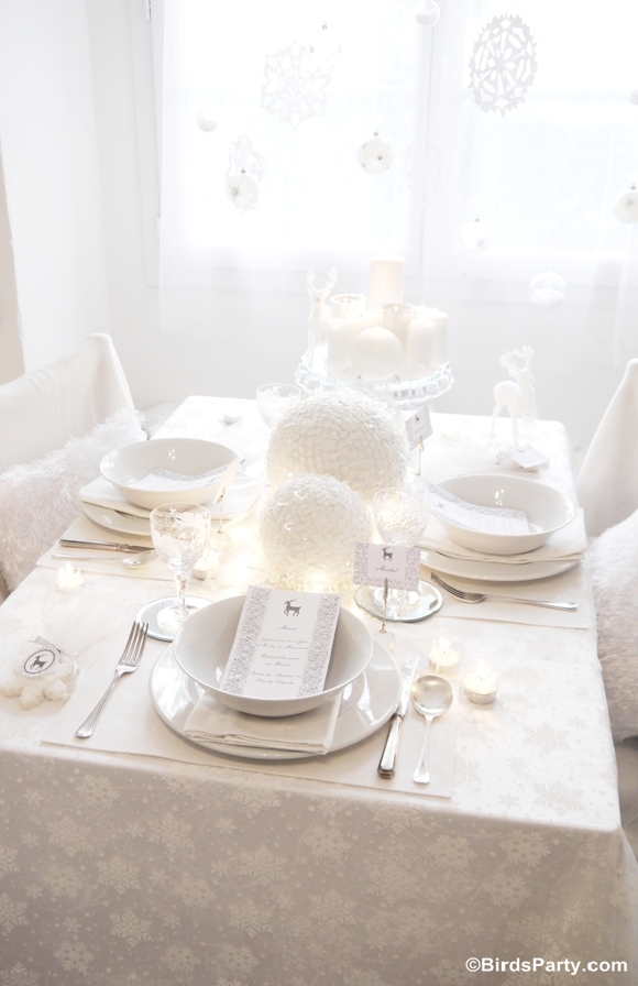 all white christmas table