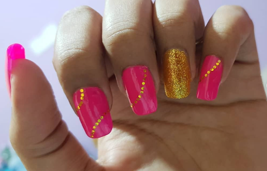 Pink And Gold Nail Art