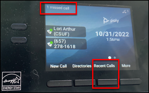 Missed calls notification and Recent Calls soft key