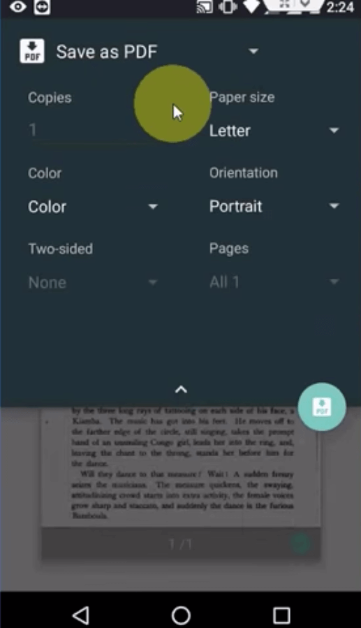 Android Photos PDF Settings