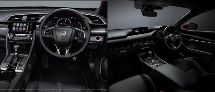 เปรียบเทียบห้องโดยสาร Honda Civic Hatchback Vs Mazda 3 