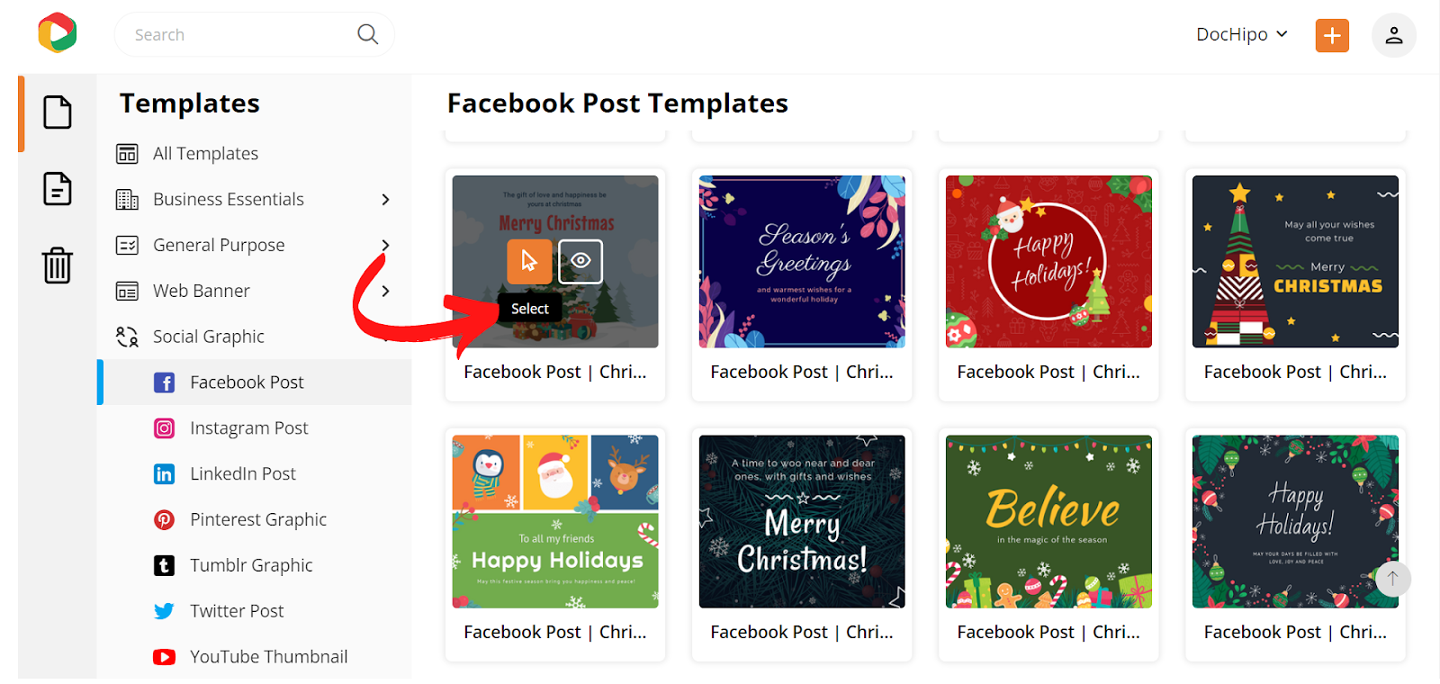 Select Christmas Facebook Post Template