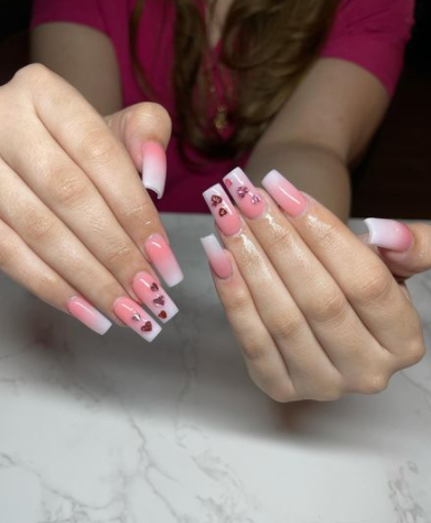 simple Hearts Ombre Nail Designs