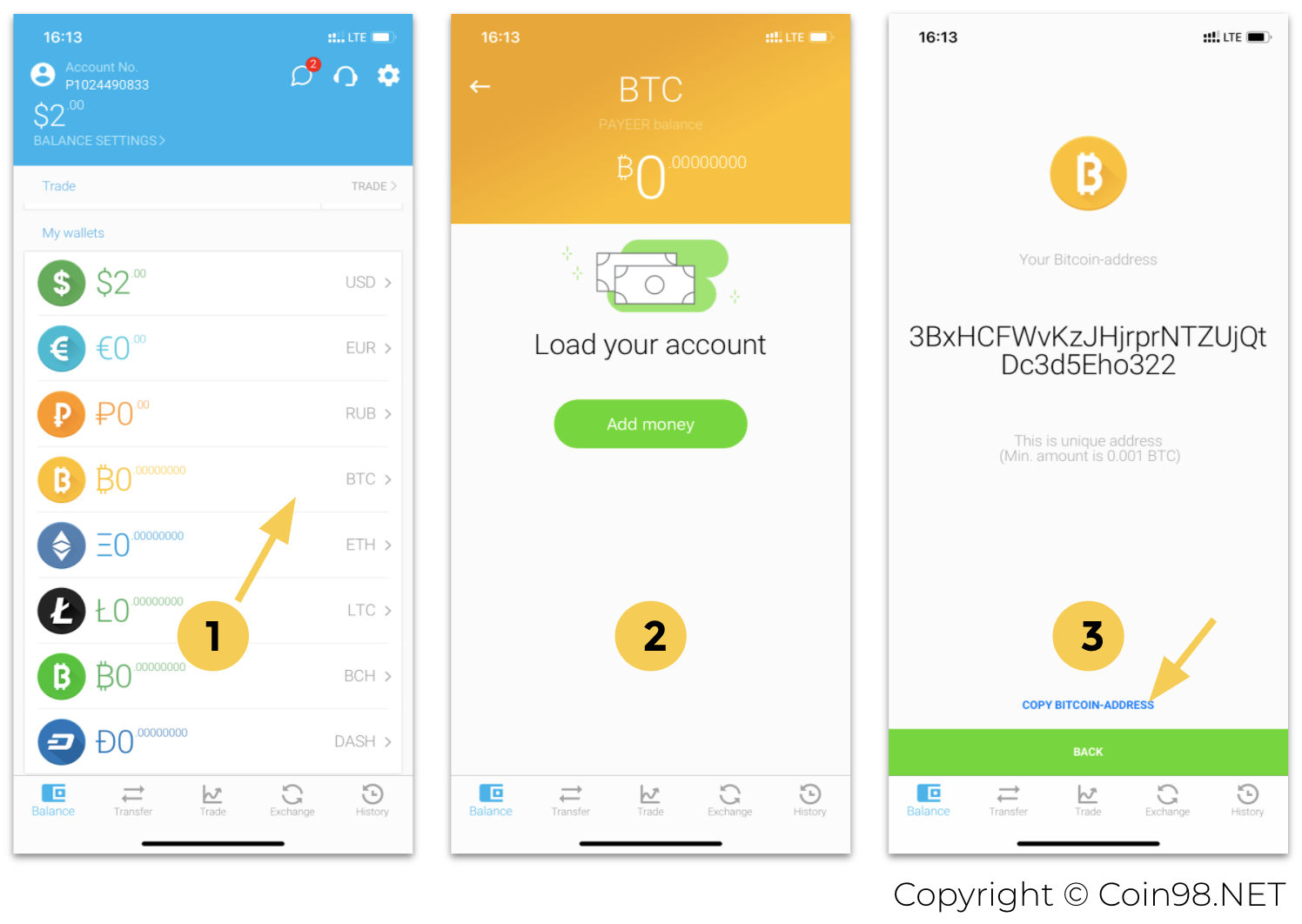 nạp bitcoin vào ví payeer