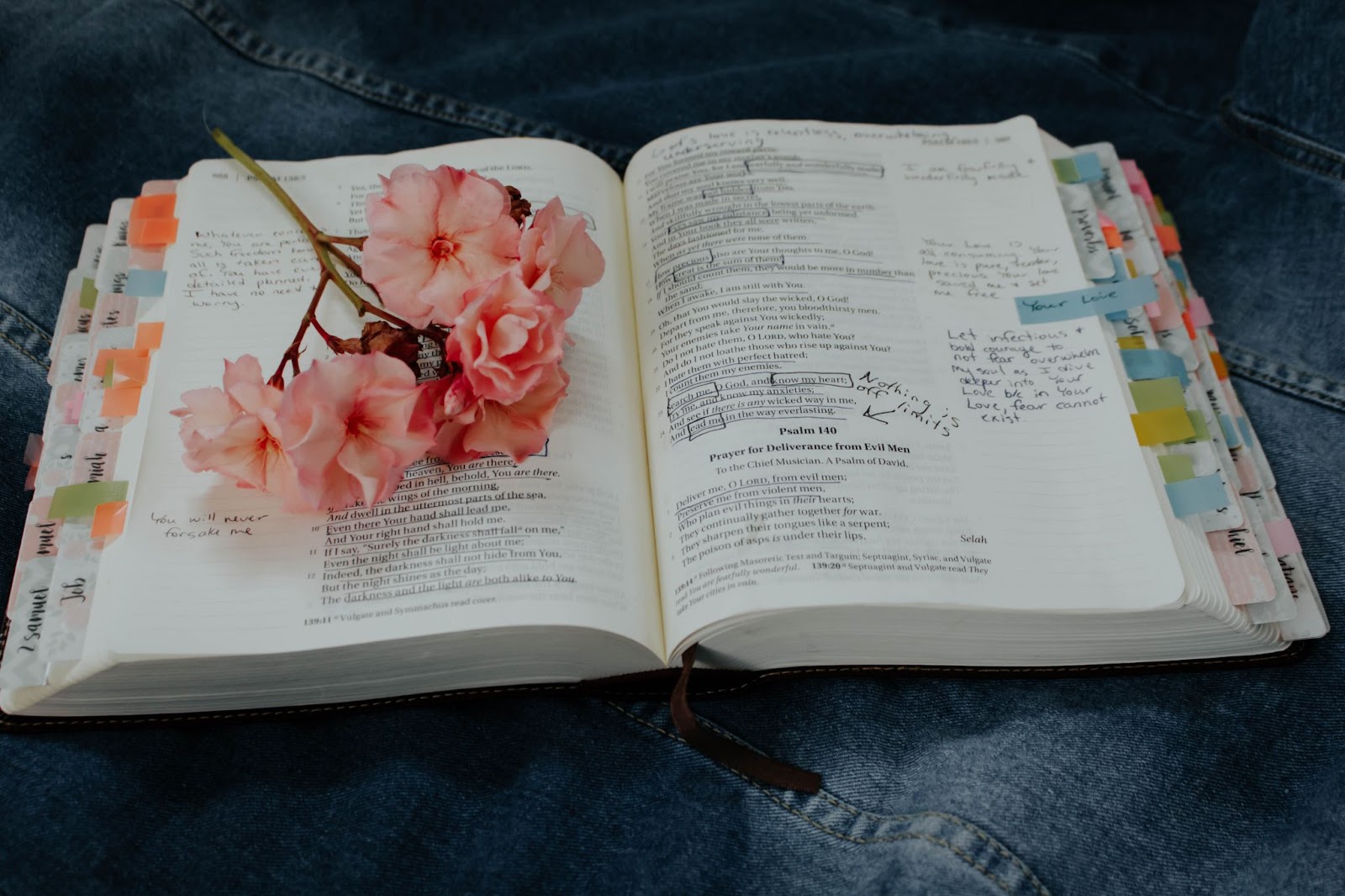 harcover book open with flowers ontop