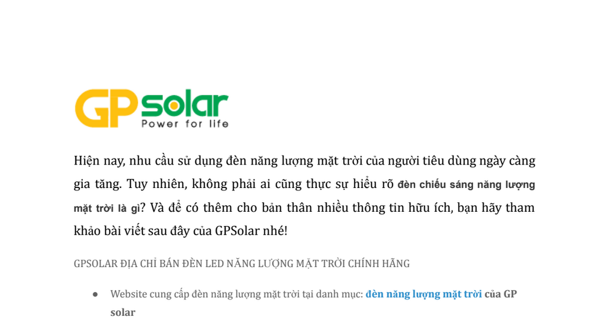 đèn chiếu sáng năng lượng mặt trời