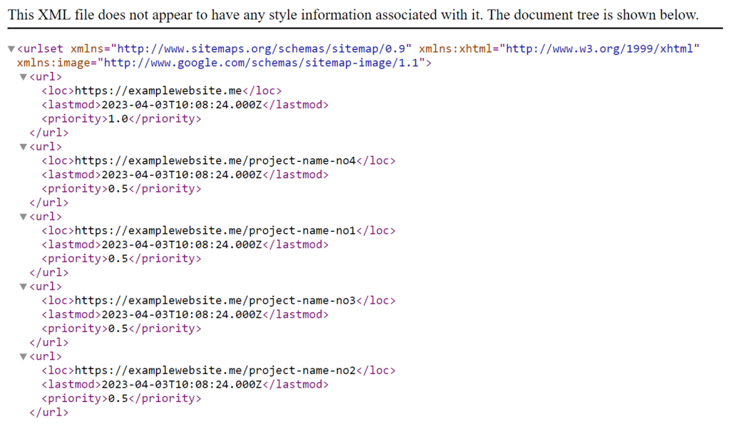 Exemplo de sitemap - arquivo XML 