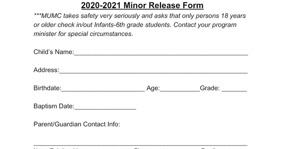 Copy of Minor Release Form